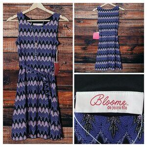 NWT Bloome Dress Girls 16 Purple Metallic Chevron Knit With Necklace